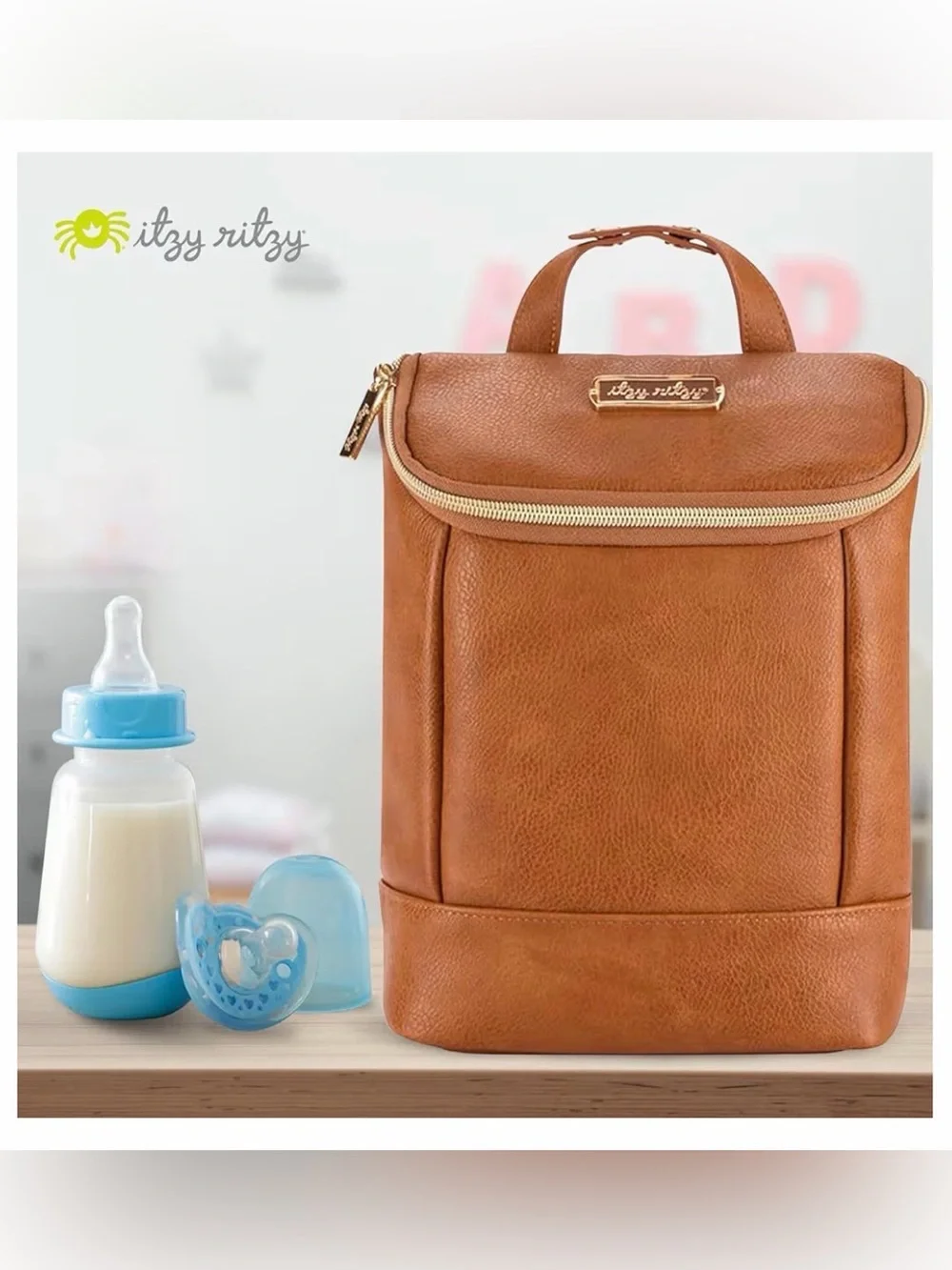Itzy Ritzy Insulated Bottle Bag, Holds 3 Baby Milk Bottles (Cognac)